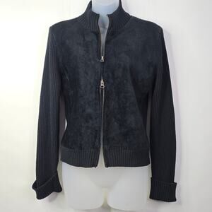 Pre-Loved Vintage Pandemonium Black Suede Knit Mixed-Media Jacket